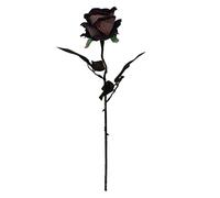 XJKLBYQ Artificial Flowers Black Roses,Fake Silk Flower,Long Stem Artificial Black Rose with Stem, Single Real Touch Fake Blossom for Halloween Home Wedding Party Decorations