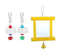 XJKLBYQ Chicken Mirror Toys, Hanging Swing Mirror Toys with Bells, Parrot Chicken Swing, 2 Beak Grinding Stones for Roosters Hens Birds Parrots