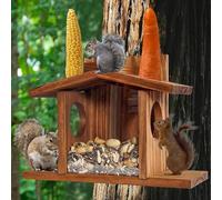 XJKLBYQ Chipmunk Feeder,Squirrel House,Wood Squirrel Feeder, Large Squirrel Feeders For Outside, Chipmunk Feeder, Squirrel House For Corn, Suet