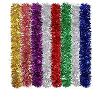 XJKLBYQ Christmas Tinsel Garland Chunky Metallic Streamers Xmas Tree Decor for Christmas Party 8PCS, Tinsel Streamers Garland