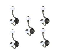 XJKLBYQ Coat Hooks Wall Mounted,5Pcs Hanger Hook with 12 Pieces Screws,Wall Clothes Hooks,Retro Antique Ceramic Coat Hooks for Door Bathroom Bedroom Kitchen Bronze