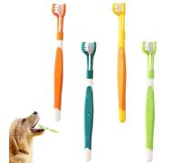 XJKLBYQ Dog Toothbrush, 3 Sided Toothbrush, 4PCS Triple Head Dog Toothbrushes for Dogs Dental Care with Soft Bristles,Cleaning Brushes with Long Handle for Dog Cat Oral Dental Health