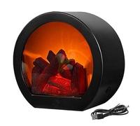 XJKLBYQ Electric Fireplace Flameless Realistic LED Fireplace Lantern USB/Battery Powered Portable Tabletop Electric Log Burner Effect Fire for Home Decor, Electric Fireplace