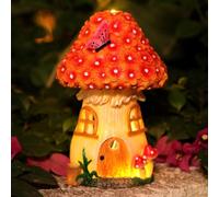 XJKLBYQ Fairy House Mushroom Solar Lights Waterrproof Resin Solar Fairy House Decorative Mushroom Shaped Garden Lights for Outside Patio Yard Decor, Garden