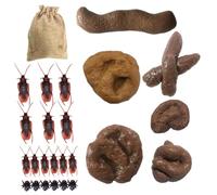 XJKLBYQ Fake Dog Poop,Realistic Turd Cockroach with Roach and Flies,24Pcs/Set Different Shape Fake Poo Realistic Fake Dog Poop for Prank Trick Prop April Fools' Day