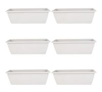 XJKLBYQ Flower Boxes, 6 Pack Rectangle Window Boxes, Herb Planters with Tray, Indoor Succulent Cactus Flowers Plastic Drawable Pot for Windowsill, Garden, Balcony, Office Outdoor,white