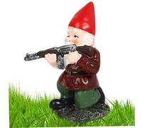 XJKLBYQ Funny Garden Gnomes - 3.9'' Yard Art - Gnomes Outdoor Decorations - Naughty Gnome Garden Gnome with Gun Statue Style1