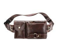 XJKLBYQ Genuine Leather Fanny Pack, Soft Leather Waist Bag, Vintage Brown Crossbody Belt Bag with Multi-pockets for Travel Ride