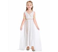 XJKLBYQ Greek Dress, Greek Goddess Costume for Kids, Polyester White Goddess Dress Athena Toga Roman Halloween Costumes Cosplay Grecian Up Outfit Set S