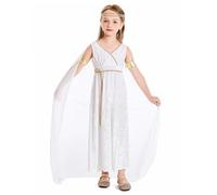 XJKLBYQ Greek Dress, Greek Goddess Costume for Kids, Polyester White Goddess Dress Athena Toga Roman Halloween Costumes Cosplay Grecian Up Outfit Set L
