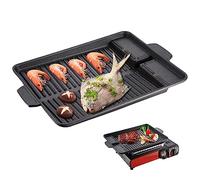 XJKLBYQ Grill Plate 14.57x10.24 Inch BBQ Grill Rack Grill Non-Stick Aluminum Griddle Plate Attachment with Handle for Camping Gas Stove, Electric Hob, Grill Plate