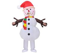 XJKLBYQ Inflatable Costume Waterproof Polyester Snowman Costume with Crotch Funny Costumes with Air Fan, One Size Blow Up Costumes Suit for Adult Christmas Halloween Party Cosplay, Inflatable Costume