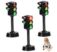 XJKLBYQ Kiddie Play Traffic Light Toys,3Pcs Mini Toy Road Signs,Simulation Safety Traffic Indicator Crosswalk Signals with Horn Sound for Girls and Boys/4.7 inch
