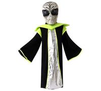 XJKLBYQ Kids Alien Costume, Realistic Mask with Soft Robe, Funny Halloween Outfit for Children's Cosplay Parties(Suitable for a height of 125-135cm)