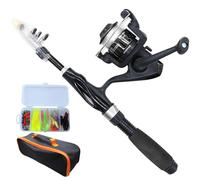 XJKLBYQ Kids Fishing Pole,4Pcs Mini Kids Fishing Rod Starter Set,Ceramic Guide Ring Fiberglass Lure Fishing Rod for Beginner - Black