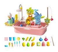 XJKLBYQ Kids Water Play Table, Electric Play Sink with Running Water & 180° Rotating Faucet, Educational Outdoor Toy for Toddlers in Parks, Nursery & Gardens(Pinks)