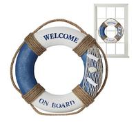 XJKLBYQ Life Preserver Ring,30cm Pool Safety Ring,Retro Mediterranean Nautical Life Ring,Foam Lifebuoy Swim Tube Wall Decoration for Home Bar Cafe