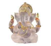 XJKLBYQ Lord Ganesha Statues,Hindu Elephant God Sculpture,5.51" H White Indian Ganesha Idol Figurine for Home Office Bookshelf Table Desktop Ornaments Housewarming Gift