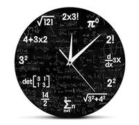 XJKLBYQ Math Clock,12in Math Wall Clock Black Silent Non-Ticking Unique Gift For Teacher/Student/Engineer Graduate Quartz Round Battery Operated, Home Office School Classroom, Mathematical Equations