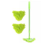 XJKLBYQ Mini Mop Heads,Floor Mop 3Pcs/Set Triangular 180° Rotary Iron Rod Telescopic Chenille Mini Mop for Wall Window Car Kitchen Bathroom Green