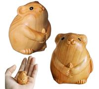 XJKLBYQ Mouse Figurine 2Pcs Cute Vivid Wooden Animals Zodiac Miniature Animal Figurines 1.3x1.2x1.6in Decorative Mouse Figurines for Desktop Shelf, Wooden Ornaments