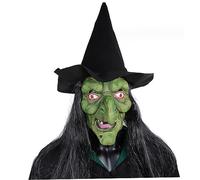 XJKLBYQ Old Woman Witch Mask with Hat Halloween DIY Free Size Creepy Scary Mask for Adult Realistic Halloween Mask for Cosplay Costume Haunted House, Scary Mask