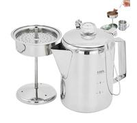 XJKLBYQ Percolator Coffee Pot, 6-Cup Stainless Steel Camping Coffee Makers with Top Knob, Portable Pot with Handle for Indoor Outdoor, Tea Pots