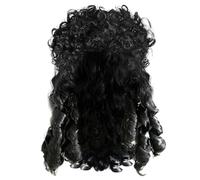 XJKLBYQ Pirate Wig for Men, Long Curly Black Halloween Wig, Captain Costume Accessory for Cosplay, Parties & Dress-Up