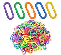 XJKLBYQ Plastic C-Clip Hooks Chain Links, 200Pcs Interchangeable Rainbow C-Links, Colorful Bird Cage Clips, Pet Rat Parrot Bird Toy