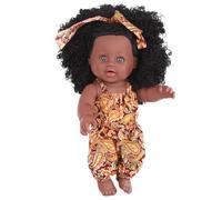XJKLBYQ Realistic Baby Dolls Girl Black, Black Baby Dolls 14 Inch Soft Movable Joint African American Realistic Girl with Curly Hair and Wearable Clothes Vinyl Posable Small Doll
