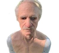 XJKLBYQ Realistic Old Man Face Mask,Christmas Latex Decor Mask,Scary Full Head Creepy Wrinkle Face Cosplay Props