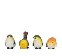 XJKLBYQ Resin Birds Animal Figurine,4 Pcs Bird Animal Garden Statues,Bird Sculpture for Garden, Birdhouse, Bird Theme Decor