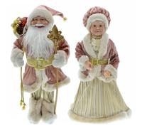 XJKLBYQ Santa Claus Figures 2PCS 17.7 Inch Realistic Genial Mr and Mrs Claus Christmas Figures Cute Christmas Santa Doll Ornament for Window Table Christmas Deorations Gift, Father Christmas Figures