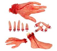 XJKLBYQ Scary Halloween Bloody Props Dead Body Parts,5Pcs Bloody Hands and Feet Finger,Fake Arm Severed Hands Broken for Haunted House Halloween Vampire Zombie Party Decorations