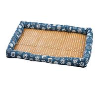 XJKLBYQ Self Cool Pad Seats, Cat Cooling Mat, Washable Natural Rattan Cooling Cat Bed, Summer Pet Woven Breathable Sleeping Pad with Pillow for Dogs Kittens