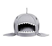 XJKLBYQ Shark Cat Bed,Pet Dog Cave Bed,Cotton Stuffed Cat Bed with Removable Cushion,Non-slip Scratch-Resistant Warm Cat Nest for All Season - 16.5x16.5 Inch