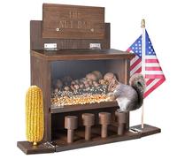 XJKLBYQ Squirrel Feeder Wooden Squirrel Bar Large Squirrel Picnic Table Feeder with Corn Cob Holders and 4 Small Stool Squirrel House Feeding Station for Outside Backyard Garden Funny Gifts|Feeders
