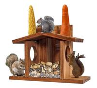 XJKLBYQ Squirrel Feeders for Outside, Squirrel House, Easy to Fill Wooden Bird Feeder, Visible Bird Feeder with Removable Panel for Corn, Peanuts, Suet|Feeders