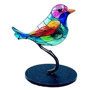 XJKLBYQ Stained Glass Birds On Branch Desktop Ornaments, 1 Stained Birds Acrylic Multicolor Hummingbird Craft Statue, Alloy Decorations, Stain Glass Ornament