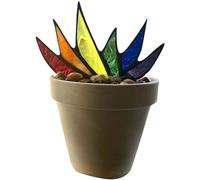 XJKLBYQ Stained Glass Plant,Garden Artificial Agave Stained Glass Aloe Potted Plant Suncatcher Yard Decoration