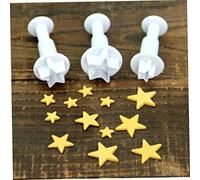 XJKLBYQ Star Mini Fondant Plunger Cutter Set Cake Cookies Cupcake Decorating Tool DIY Mold, 3-Pack,Small