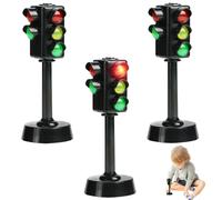XJKLBYQ Traffic Lights for Kids, 3PCS 4.7 inch Mini Toy Road Signs, LED Toy Traffic Lights with Horn Sound, Early Education Stop Signs Traffic, Toy Road Signs