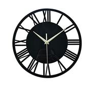 XJKLBYQ Vintage Wall Clock Round Roman Numeral Wall Clock Decorative Clock for Living Room Kitchen Black 30cm, wall clock for living room
