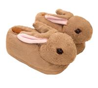 XJKLBYQ Women's Cute Bunny Animals Slippers | 1Pair Bunny Slippers Shaped Warm & Comfortable Non-Slip Indoor/Outdoor Home Shoes, Camel, Size US 5-8