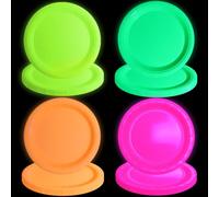 XJLANTTE 40 PCS Glow in The Dark Plates Neon Party Decorations, 4 Colors Neon Paper Plates Birthday Party Plates for Glow Party Supplies Let's Glow Party Decorations, 9 Inch (40)