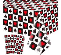 XJLANTTE 4Pcs Poker Table Covers, Rectangular Casino Theme Table Cloths for Picnic Birthday Playing Card Party Decorations, 51 x 86.6