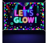 XJLANTTE 6x4ft Neon Let's Glow Party Backdrop, Colorful Photography Background, Glow in The Dark Party Supplies, Neon Decorations for Kids Birthday Supplies