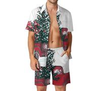 XJLAPWS Button-Down Shirt And Short Set Christmas Truck Men's Summer Beach Suits Outfit 2 Piece