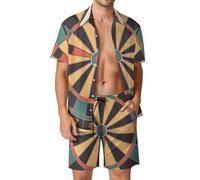 XJLAPWS Button-Down Shirt And Short Set Dart Board Men's Summer Beach Suits Outfit 2 Piece