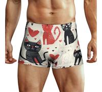 XJLAPWS Men's Underpants Cute Cats Hearts Pattern Underwear Stretch Boxer Briefs For Man